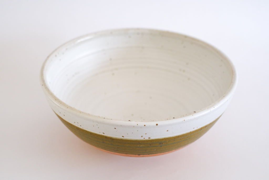 Serving Bowl in Olive and Pumpkin