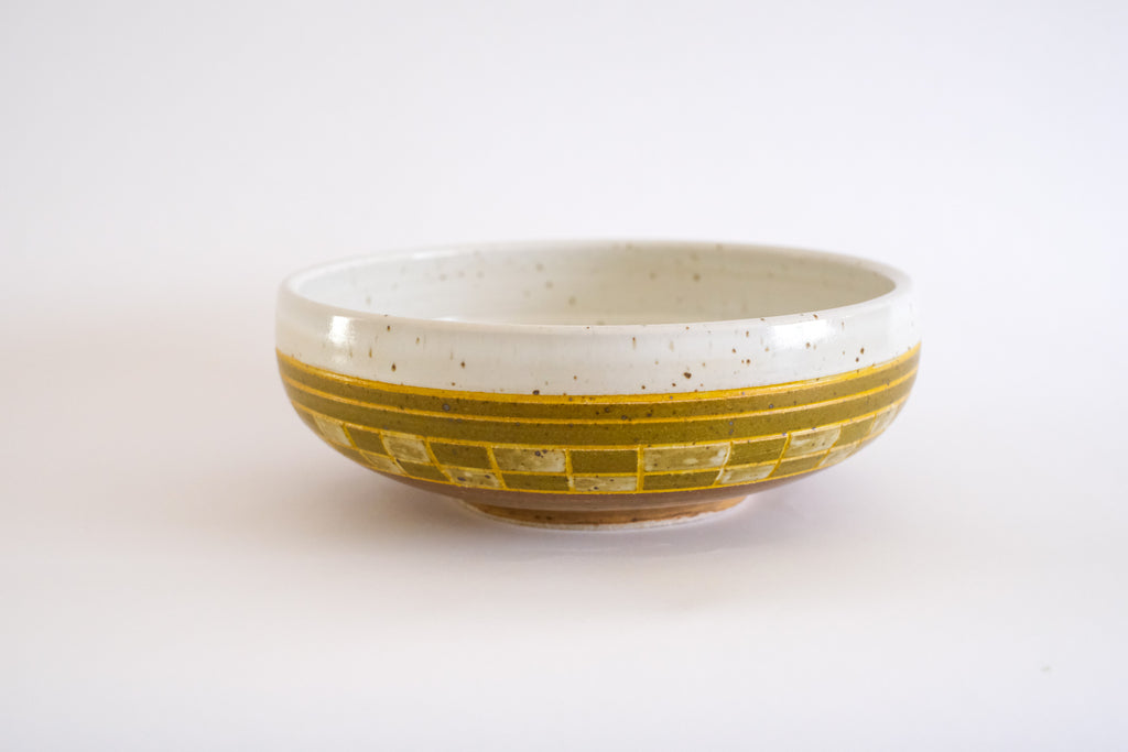 Serving Bowl in Olive and Mustard