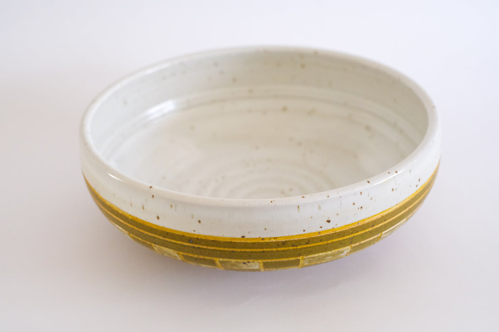 Serving Bowl in Olive and Mustard