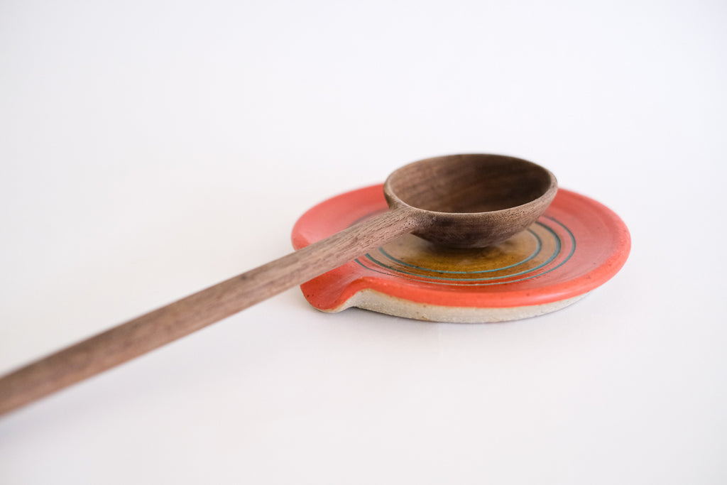 Spoon Rest in Red and Mustard
