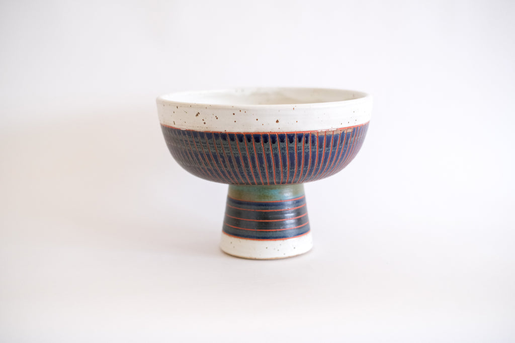 Footed Bowl in Navy and Teal *Second*