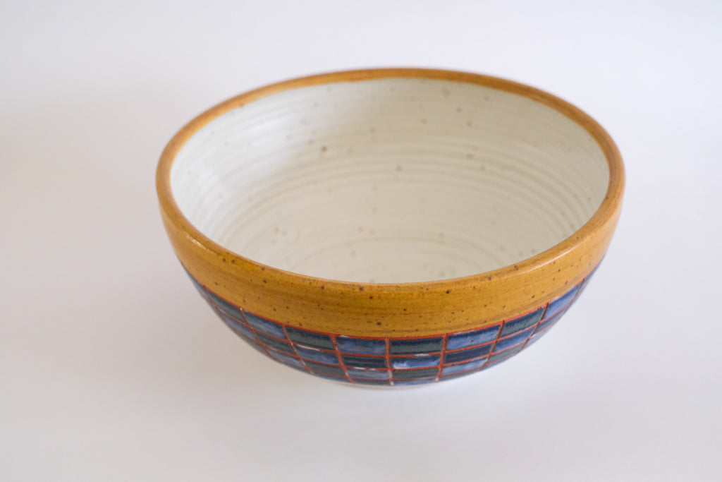 Serving Bowl in Navy and Mustard