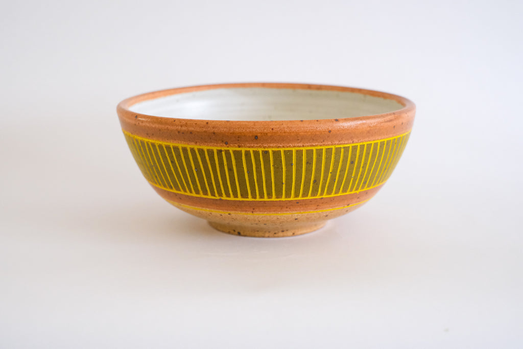 Small Serving Bowl in Olive and Pumpkin