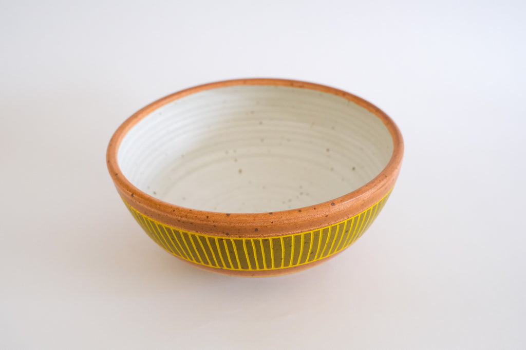 Small Serving Bowl in Olive and Pumpkin