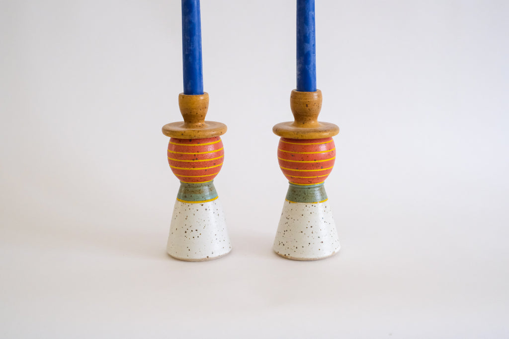 Candleholder Set in Primary Colors