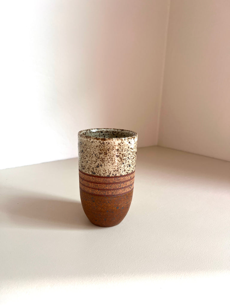 Tall Cup in Ochre with Inlay Bands