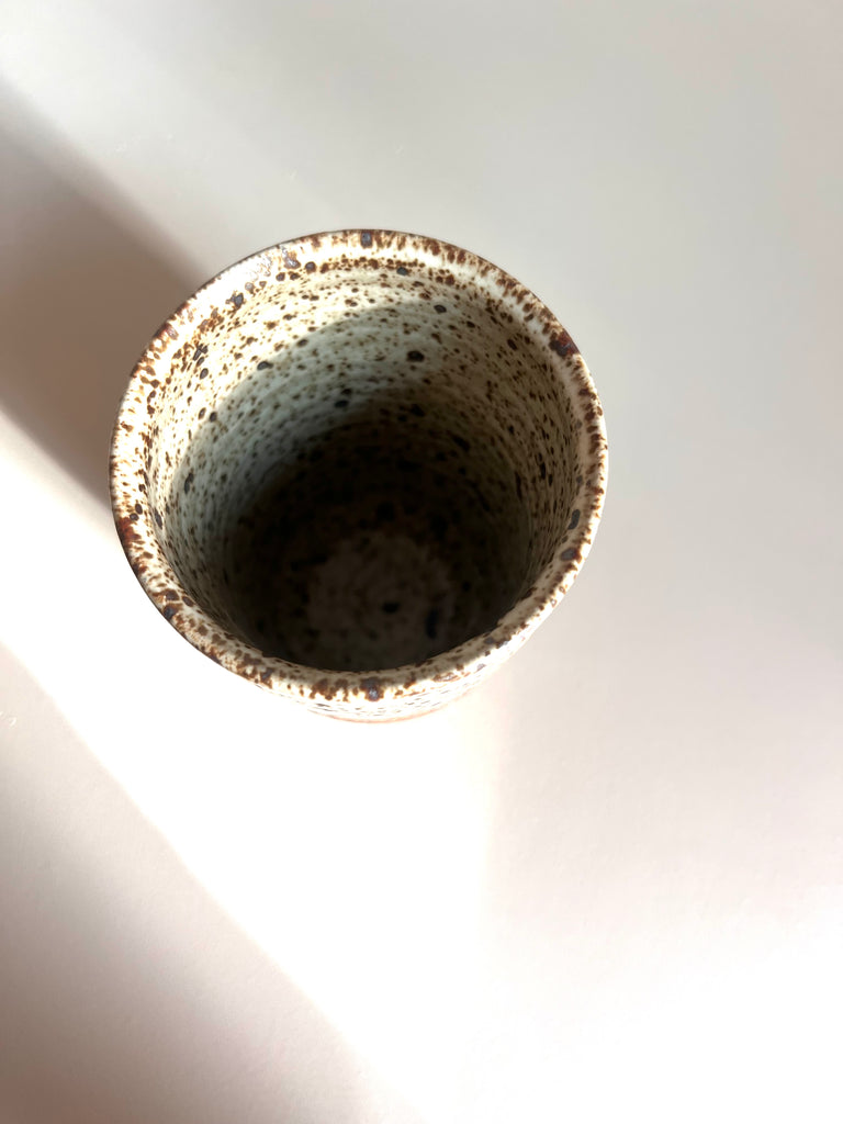 Tall Cup in Ochre with Inlay Bands