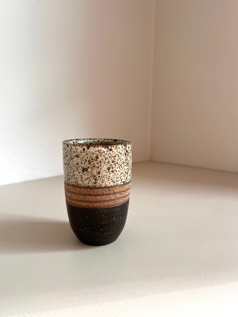 Tall Cup in Hunter Green with Raw Bands