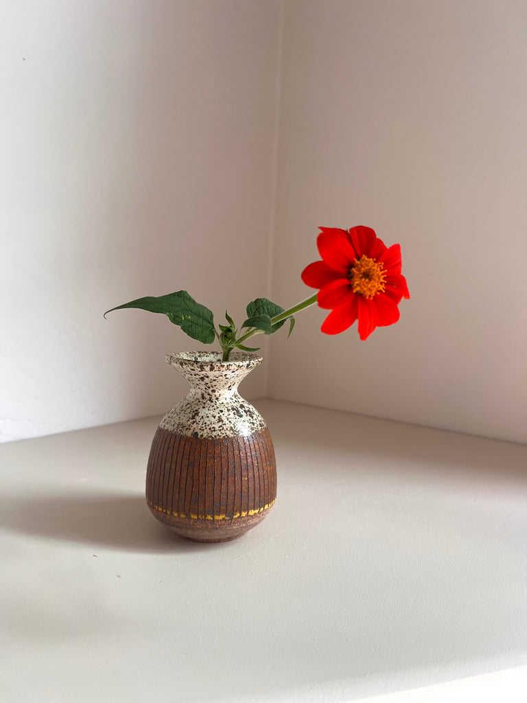 Small Vase in Yellow Ochre Grid