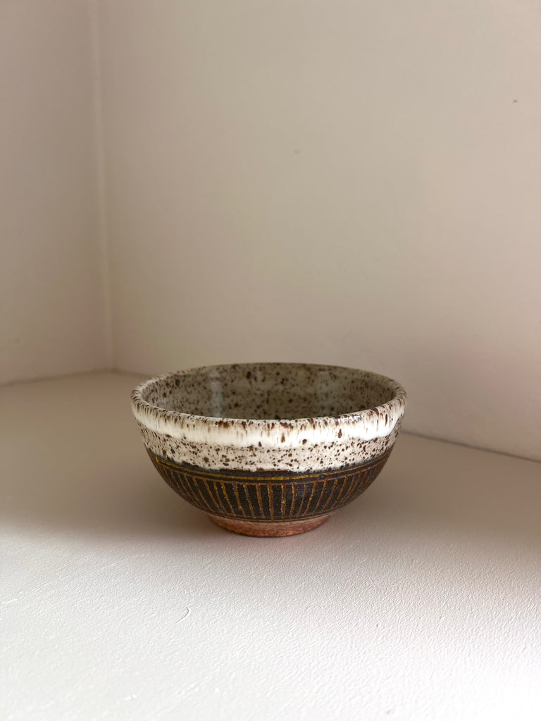 Snack Bowl in Hunter Green and Yellow Inlay