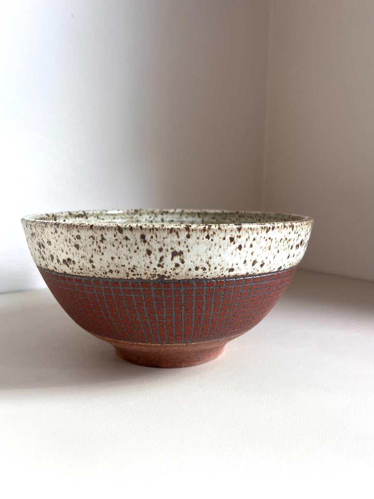 Sides Serving Bowl in Red Grid