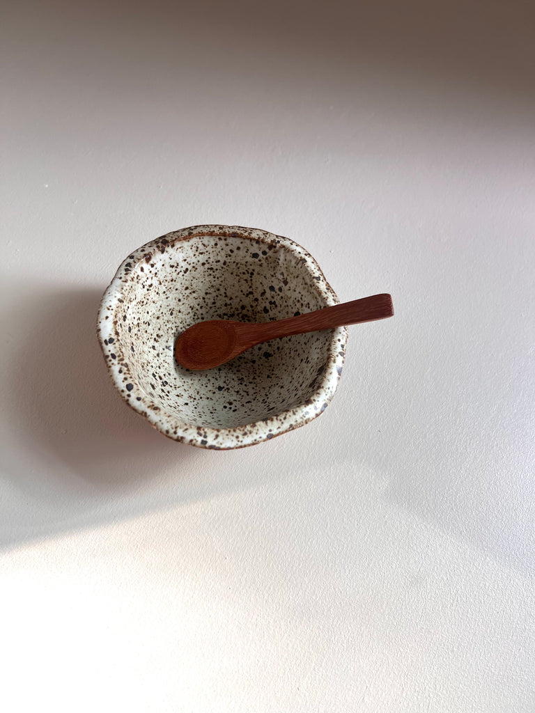 Salt Bowl with Vertical Carving and Inlay