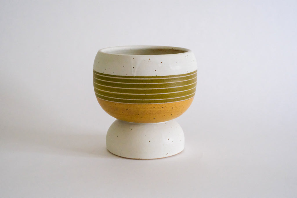 Olive and Mustard Pedestal bowl