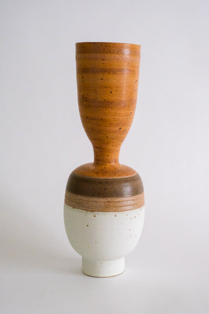 Long neck Vase in Pumpkin and Olive