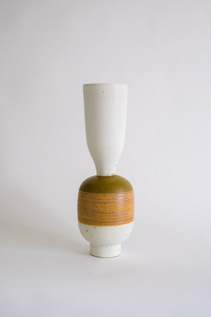 Long Neck Vase in Mustard and Olive