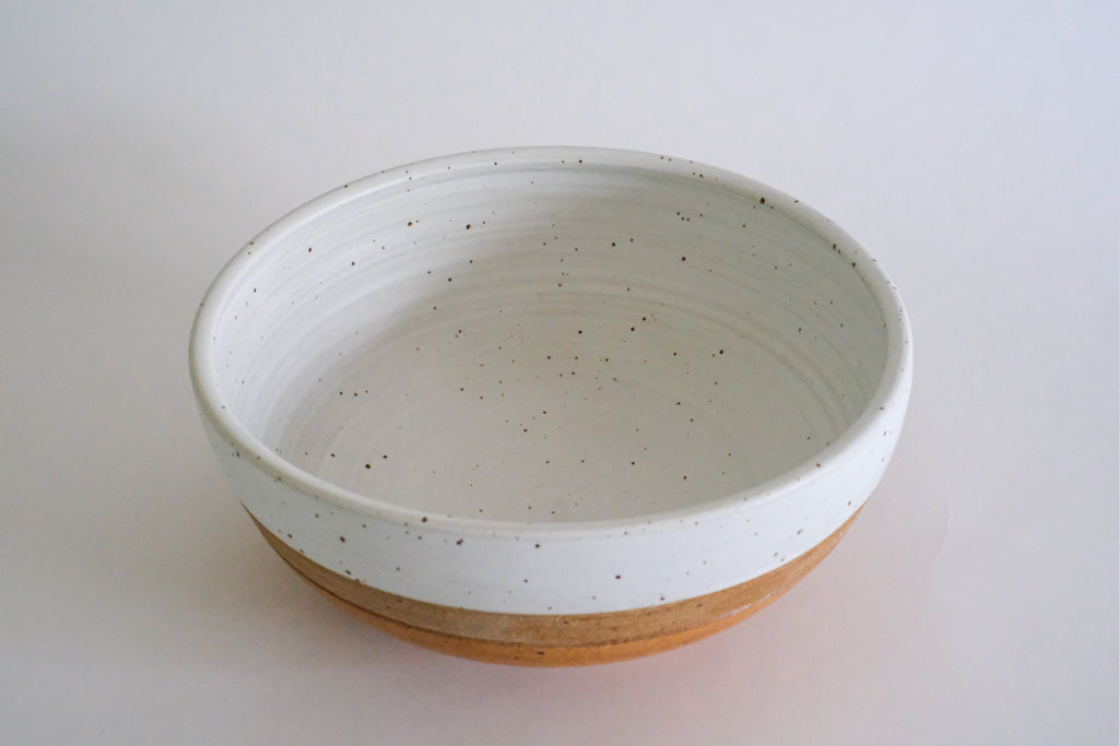 Mustard and White Serving Bowl