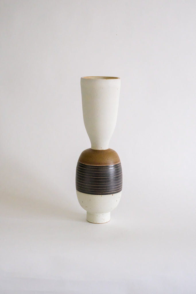 Long Neck Vase in Olive and Black