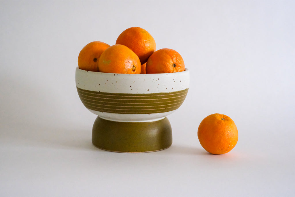 Olive Pedestal Fruit Bowl