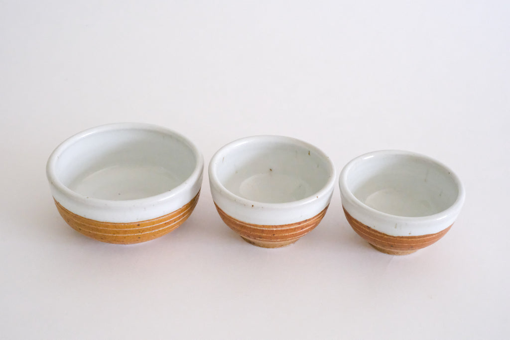 Set of 3 Little White and Rust bowls