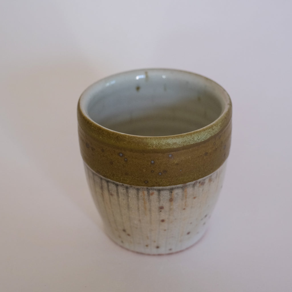 Whiskey Tumbler in Shino and Olive