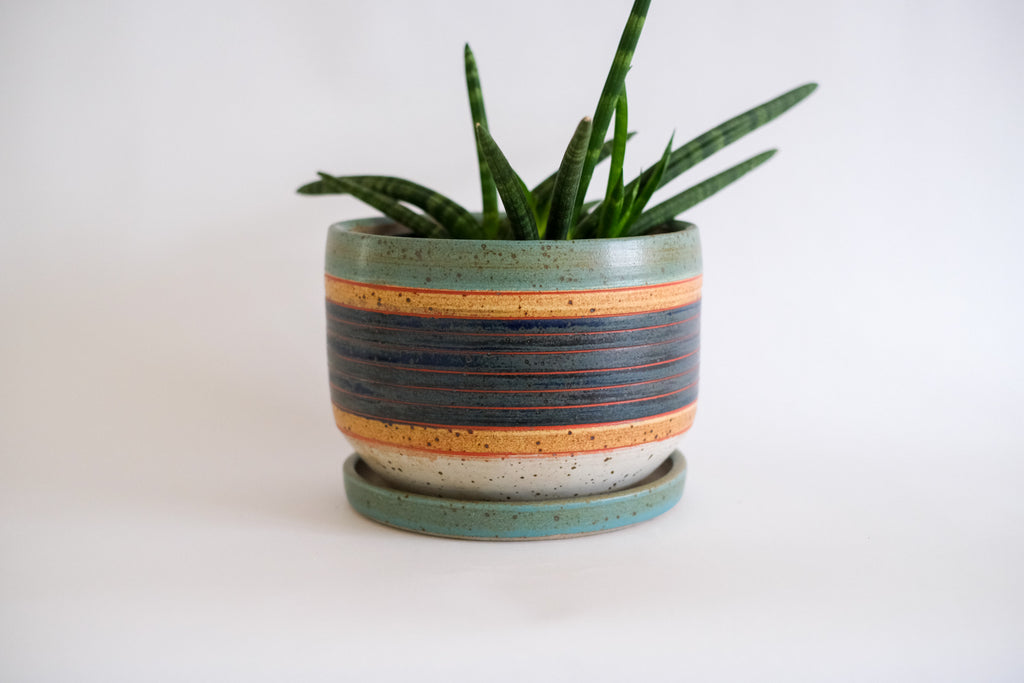 Planter in Navy and Teal