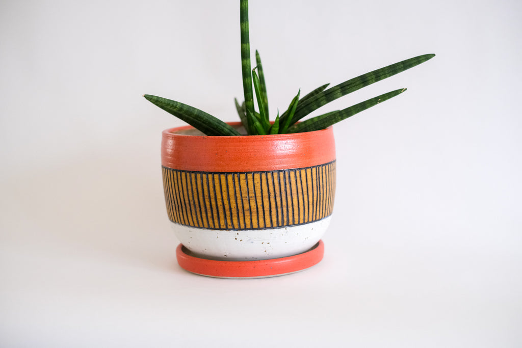 Planter in Red and Mustard