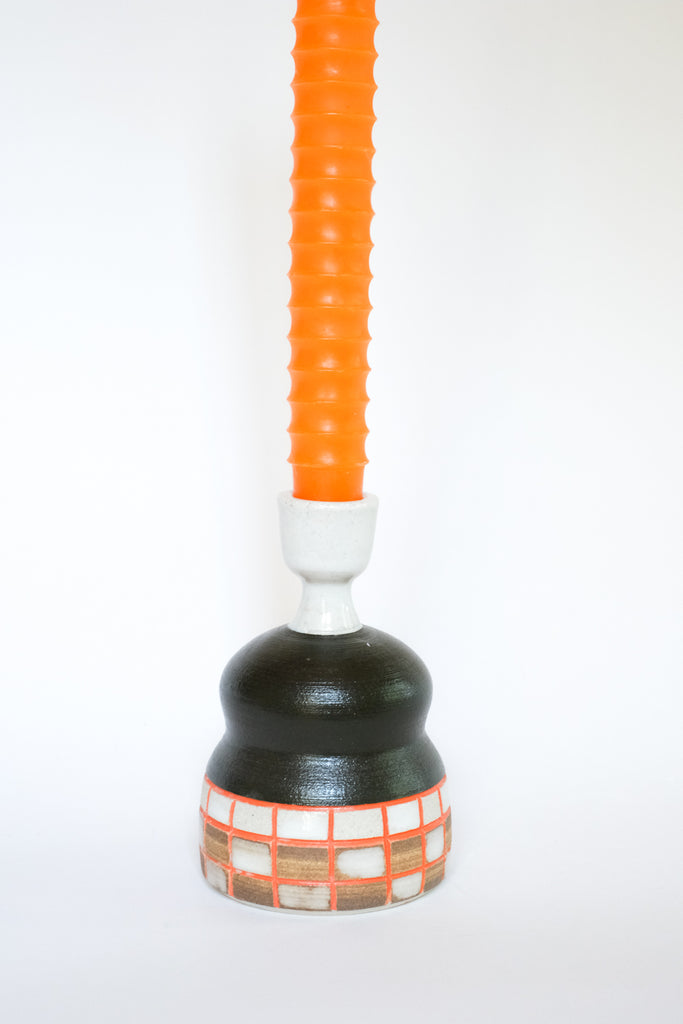 Candle holder in Black and Orange