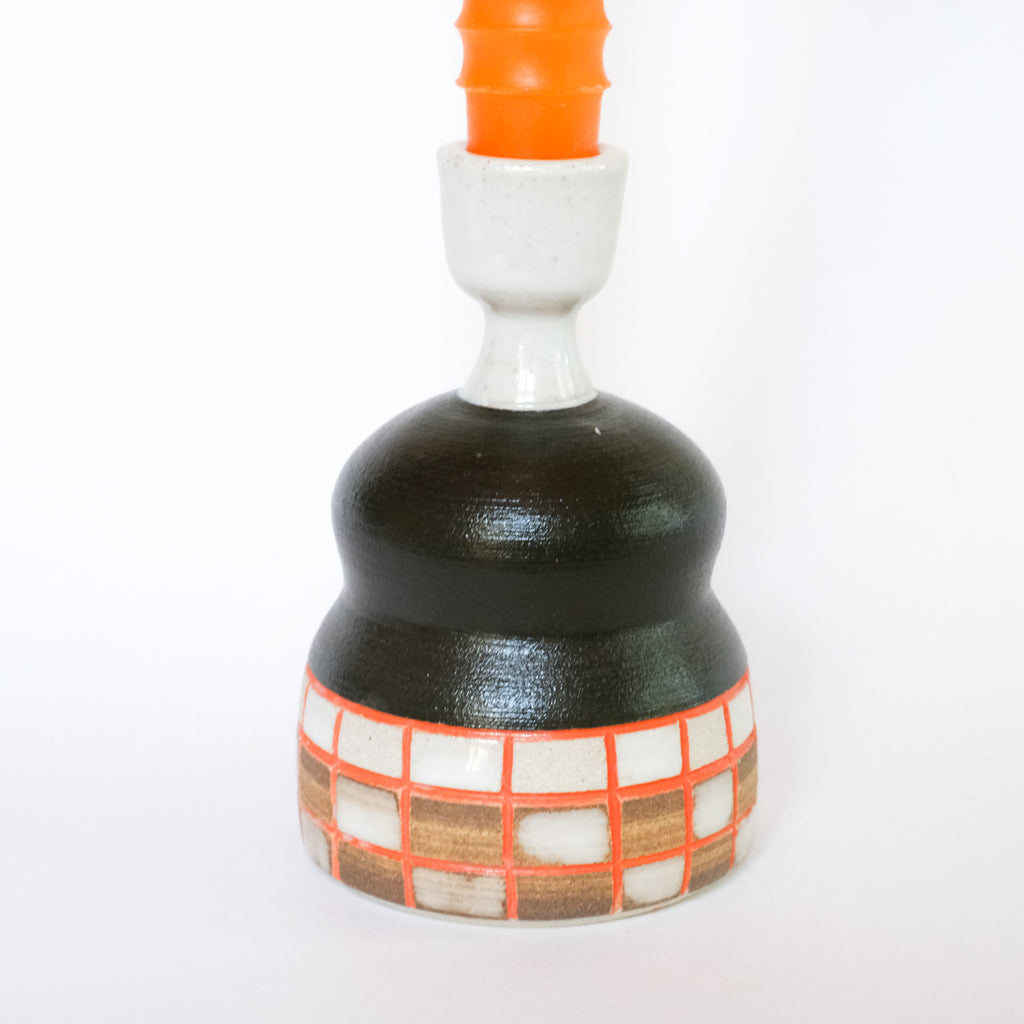 Candle holder in Black and Orange