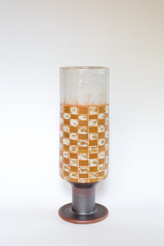 Tulip Vase in Rust and Cinnamon Checkered