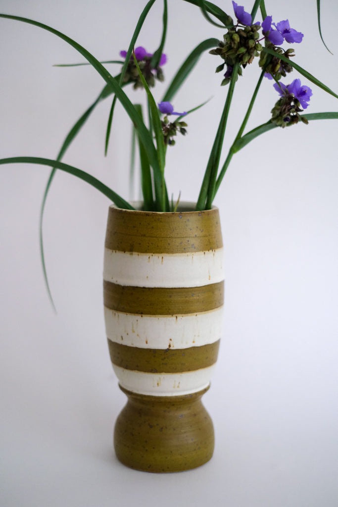 Footed Vase in Stripes
